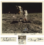 Apollo 11 Crew Signed 20 x 16 Lithograph -- Bold, Uninscribed Signatures by All Three